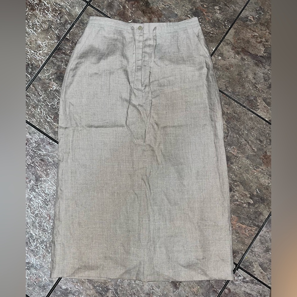 Style And Co Skirt Womens 12 Linen Lightweight Tan